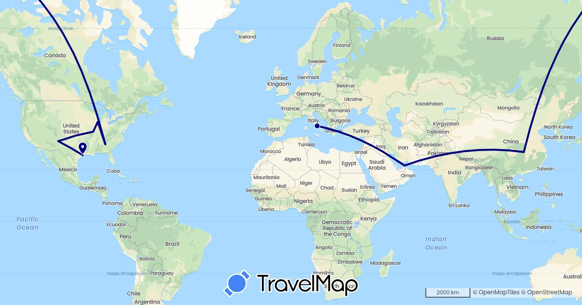 TravelMap itinerary: driving in United Arab Emirates, China, Italy, United States (Asia, Europe, North America)